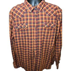 Moonshine Spirit Flannel Shirt‎ Mens 2XL Plaid Long Sleeve Sawtooth Pearl Snap